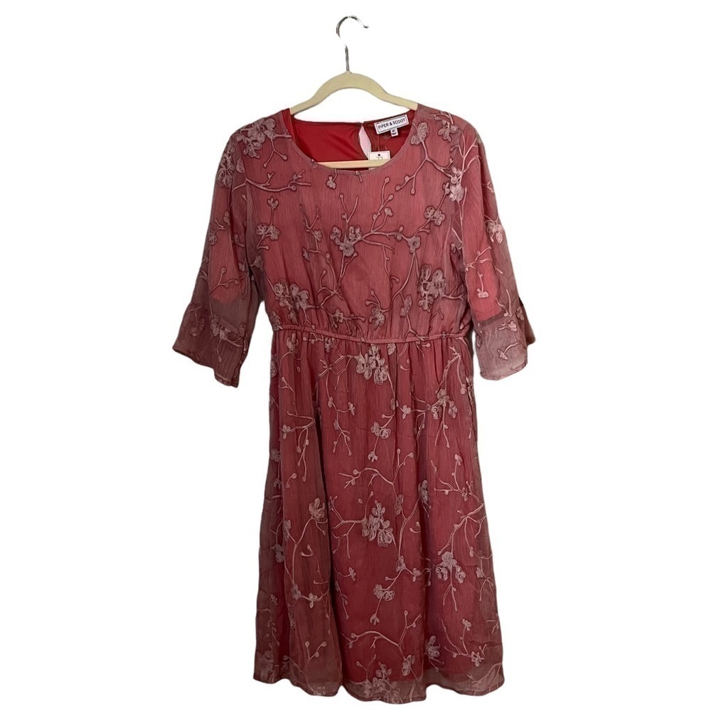 Piper & Scoot: The Taylee Lace Ruffle Dress In Mauve, New With Tags — image 2 of 6